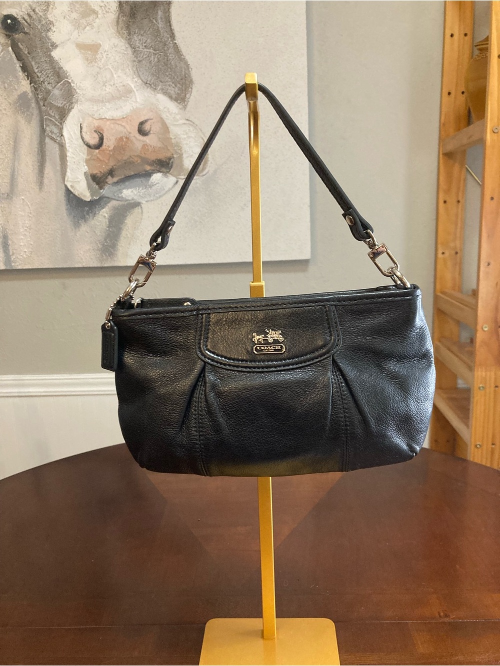 Coach Vintage Madison Black Pleated Pebbled Leather Wristlet Clutch Style F43431 - Picture 2 of 12